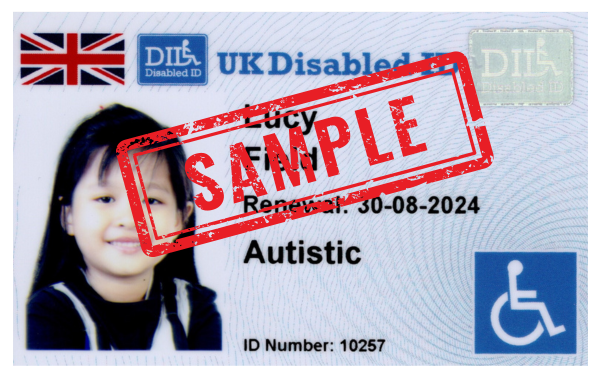 EXAMPLE of a Disability ID (DID) card 