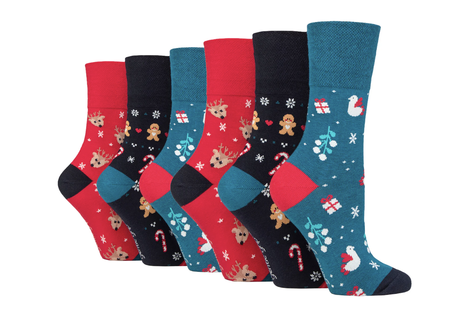 A set of 6 mens christmas socks from gentle grip and Purpl disabled discount