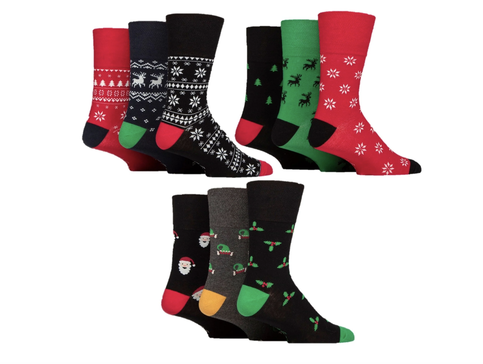 A set of 9 mens christmas socks from gentle grip and Purpl disabled discount