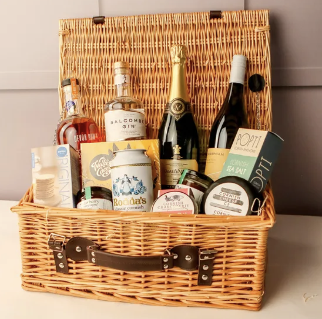 Devon Hamper full of wine and goodies in a blog post about Mothers Day gift ideas and Purpl Disabled Discounts